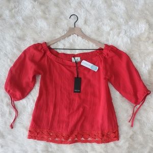 Red top shirt blouse